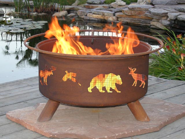 Wildlife Outdoor Wood Burning Fire Pit, Wildlife Fire Pit And Grill